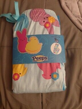 Peeps Women's Light Blue Bunny & Chick Sleep Pants - L/XL